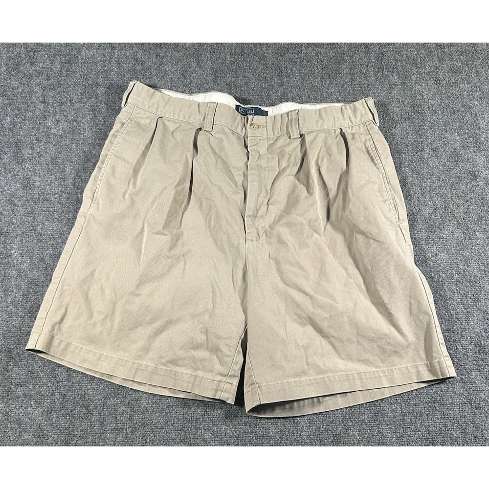Polo Ralph Lauren Tyler Short Mens 40 Khaki Tan Pleated Cotton Chino Shorts